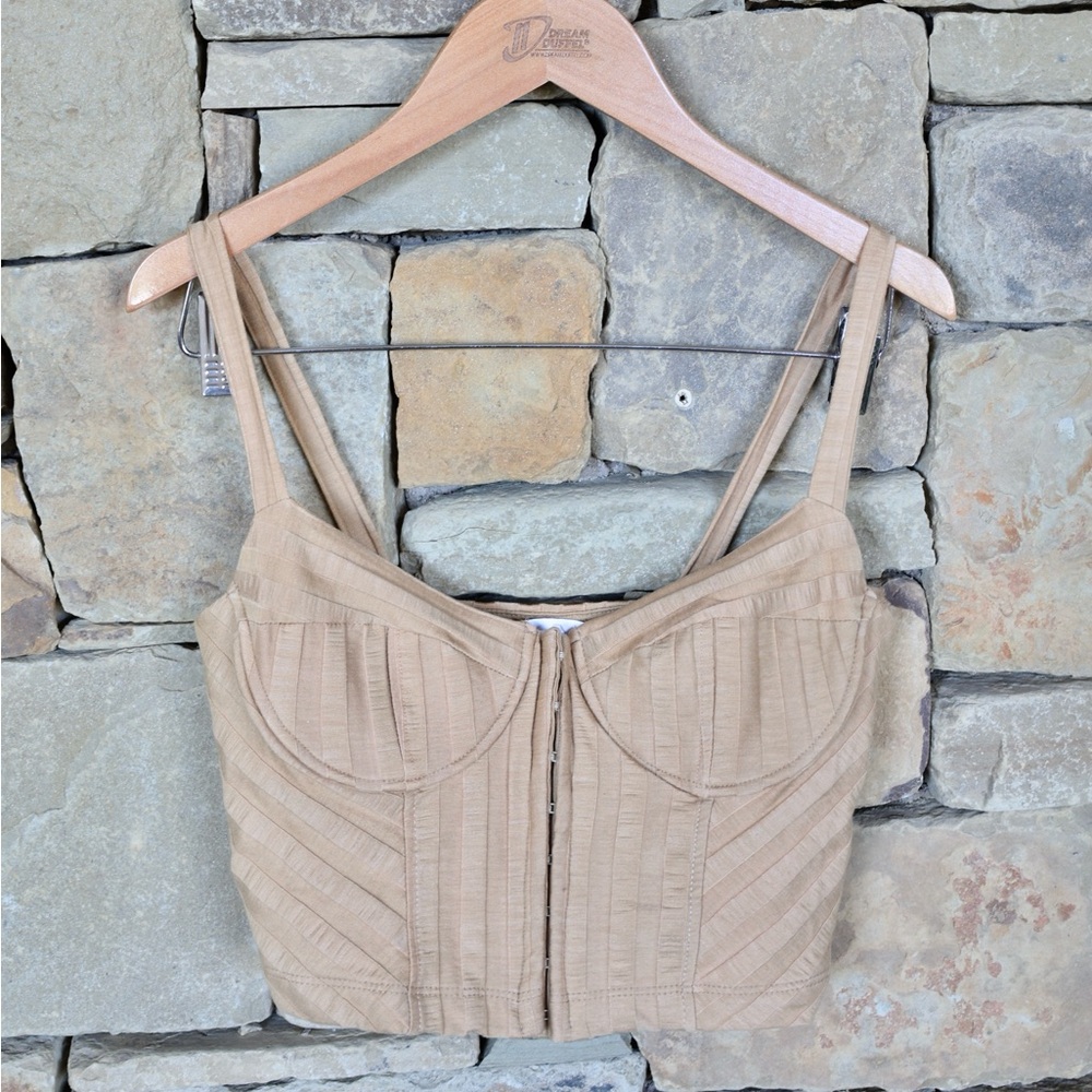 Jonathan Simkhai Tan Square Neckline Sleeveless Top